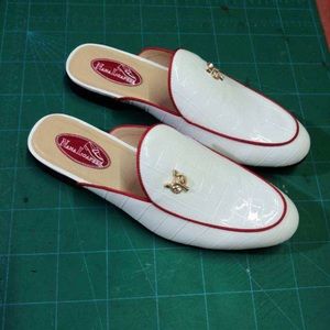 Men’s White Leather Loafers